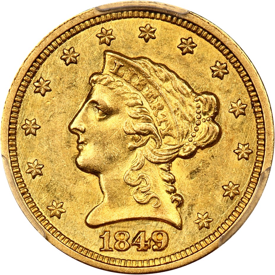 image for: 1849-C $2 1/2 PCGS AU58