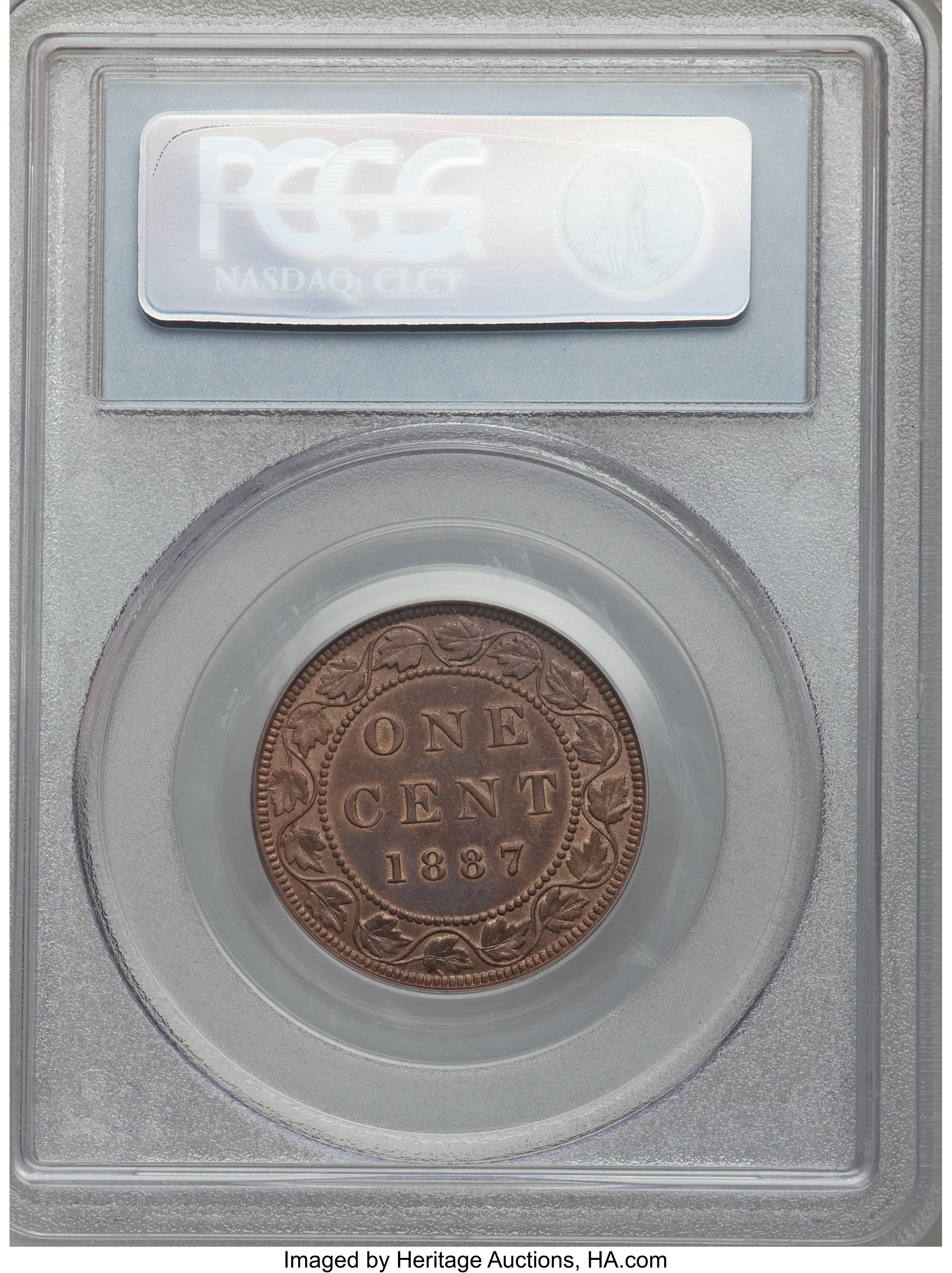 image for: Victoria Cent 1887 MS62 Red and Brown PCGS