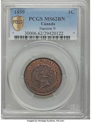 image for: Victoria Cent 1859 MS62 Brown PCGS