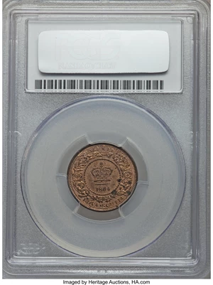 image for: Nova Scotia. Victoria 1/2 Cent 1864 MS62 Red and Brown PCGS