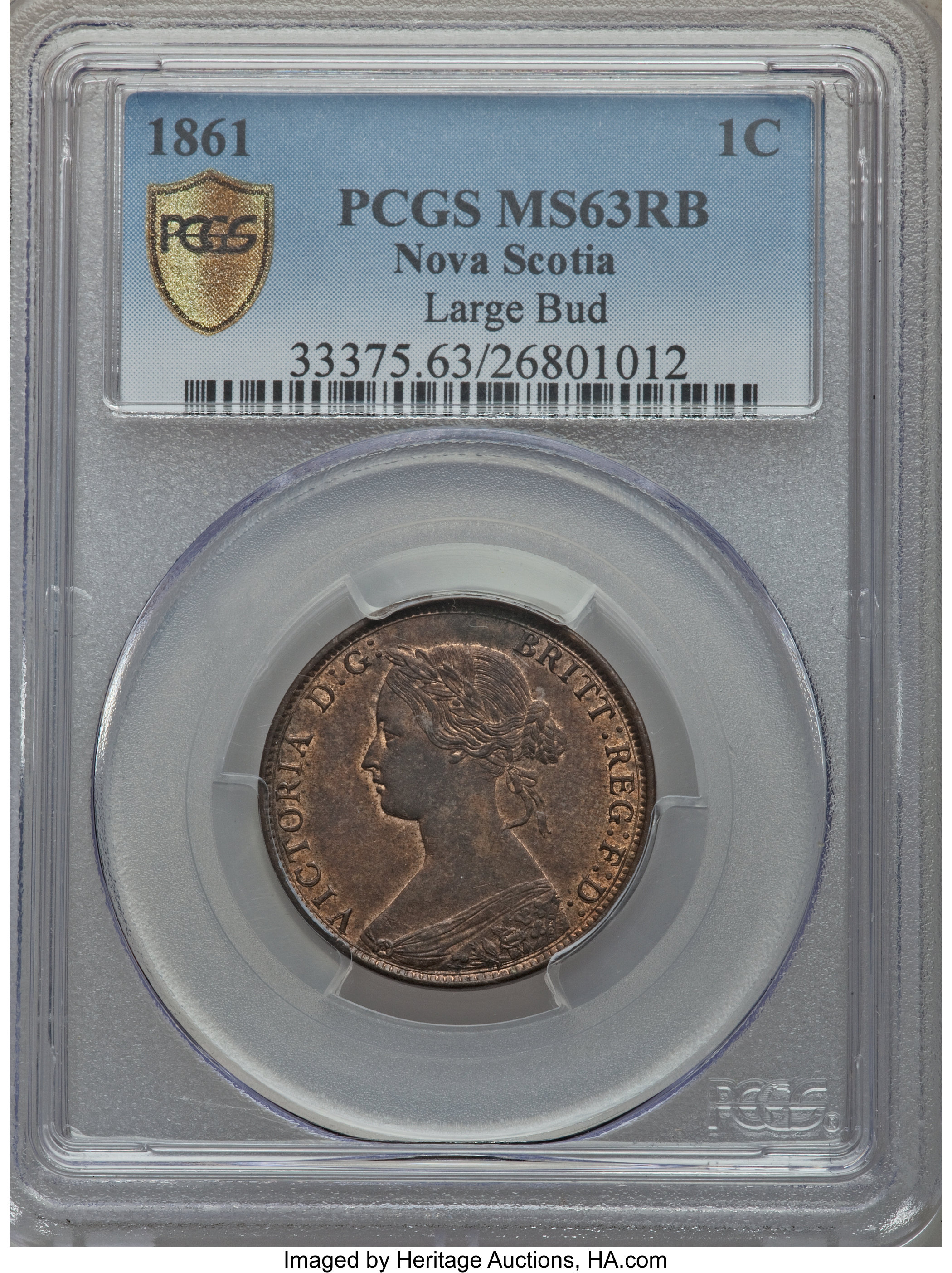 image for: Nova Scotia. Victoria Cent 1861 MS63 Red and Brown PCGS