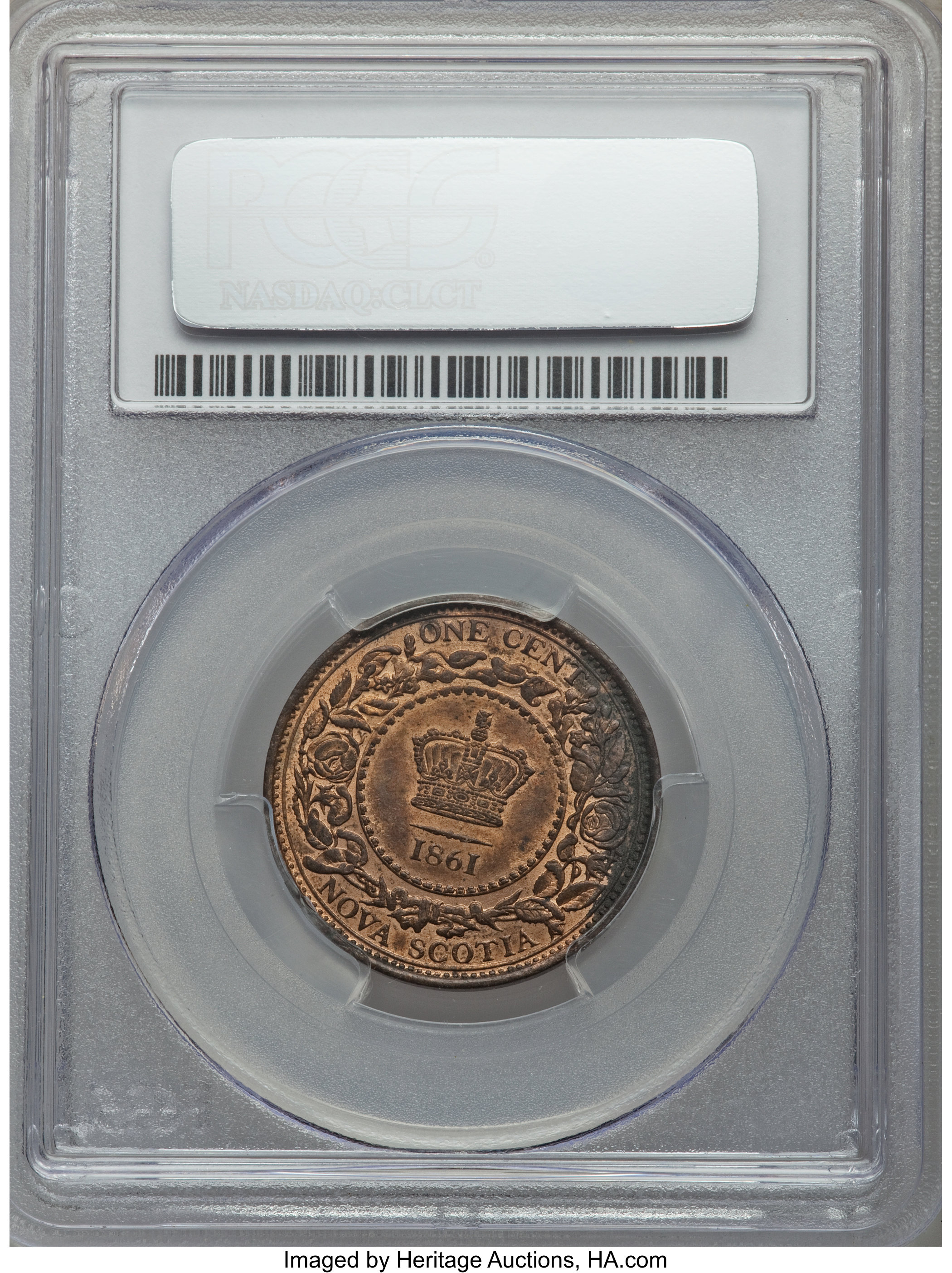 image for: Nova Scotia. Victoria Cent 1861 MS63 Red and Brown PCGS