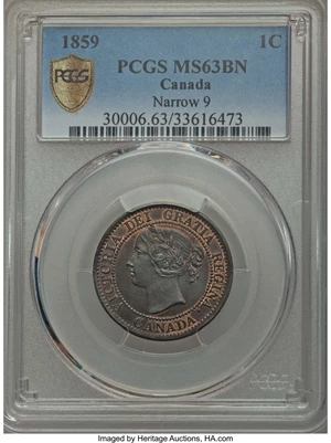 image for: Victoria Cent 1859 MS63 Brown PCGS