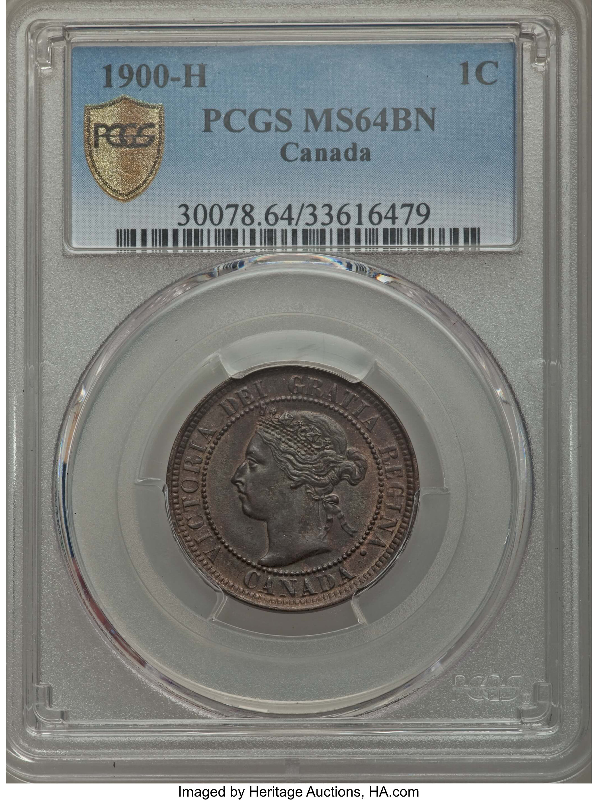 image for: Victoria Cent 1900-H MS64 Brown PCGS
