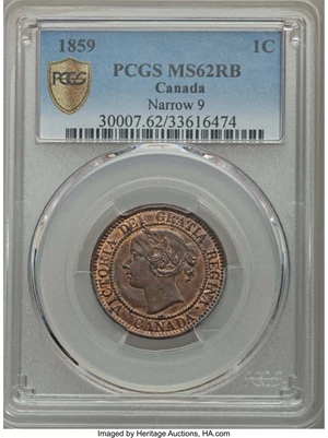 image for: Victoria Cent 1859 MS62 Red and Brown PCGS