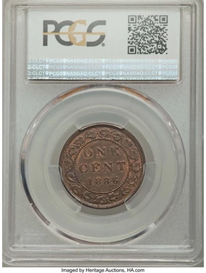 image for: Victoria Cent 1886 MS63 Brown PCGS