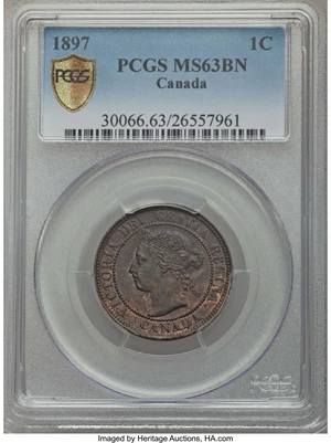 image for: Victoria Cent 1897 MS63 Brown PCGS