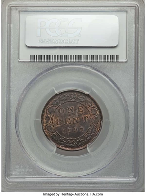 image for: Victoria Cent 1897 MS63 Brown PCGS