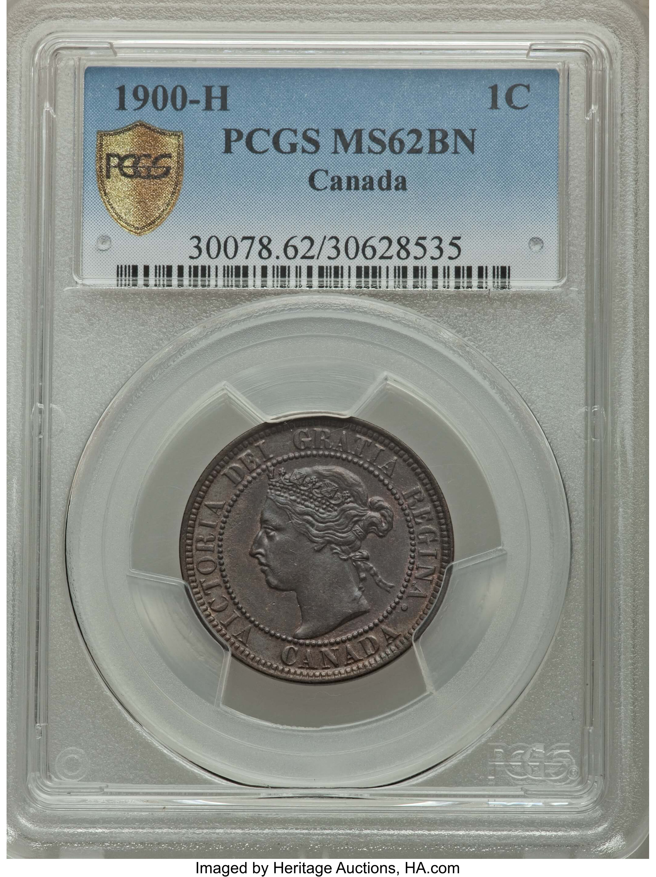 image for: Victoria Cent 1900-H MS62 Brown PCGS