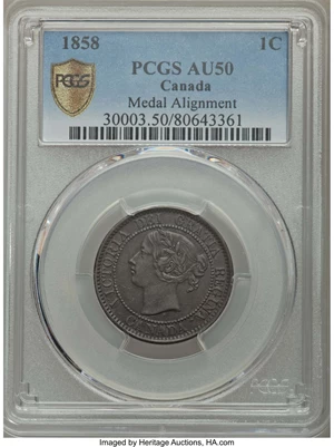 image for: Victoria Cent 1858 AU50 PCGS