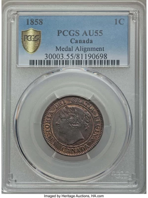 image for: Victoria Cent 1858 AU55 PCGS