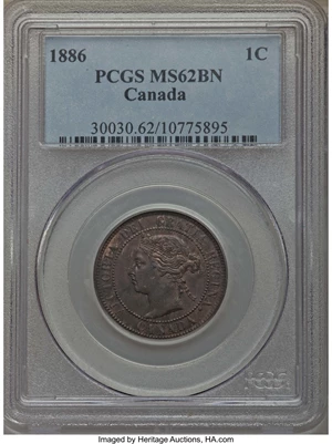 image for: Victoria Cent 1886 MS62 Brown PCGS