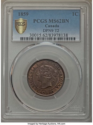 image for: Victoria Cent 1859 MS62 Brown PCGS