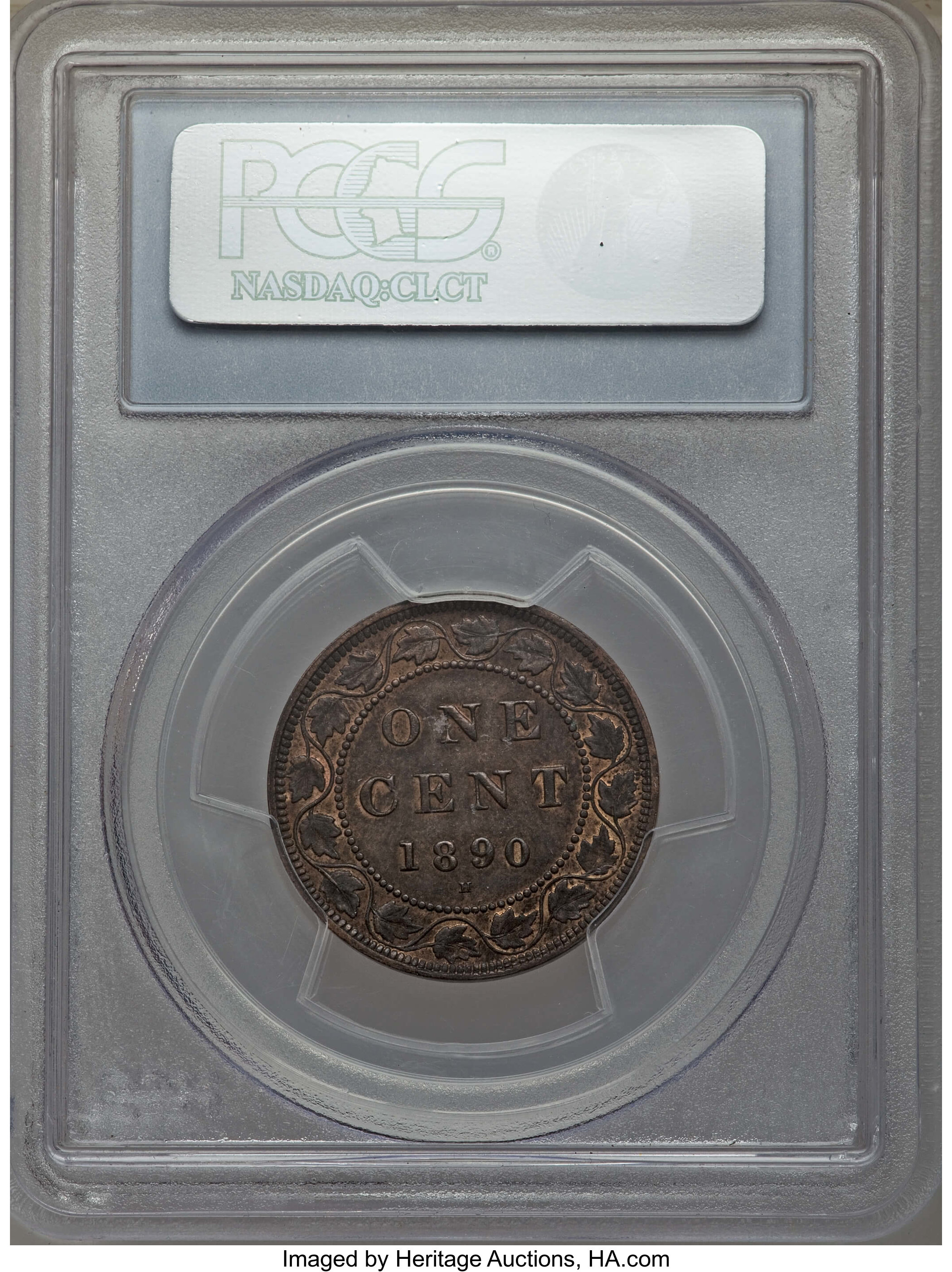image for: Victoria Cent 1890-H MS62 Red and Brown PCGS