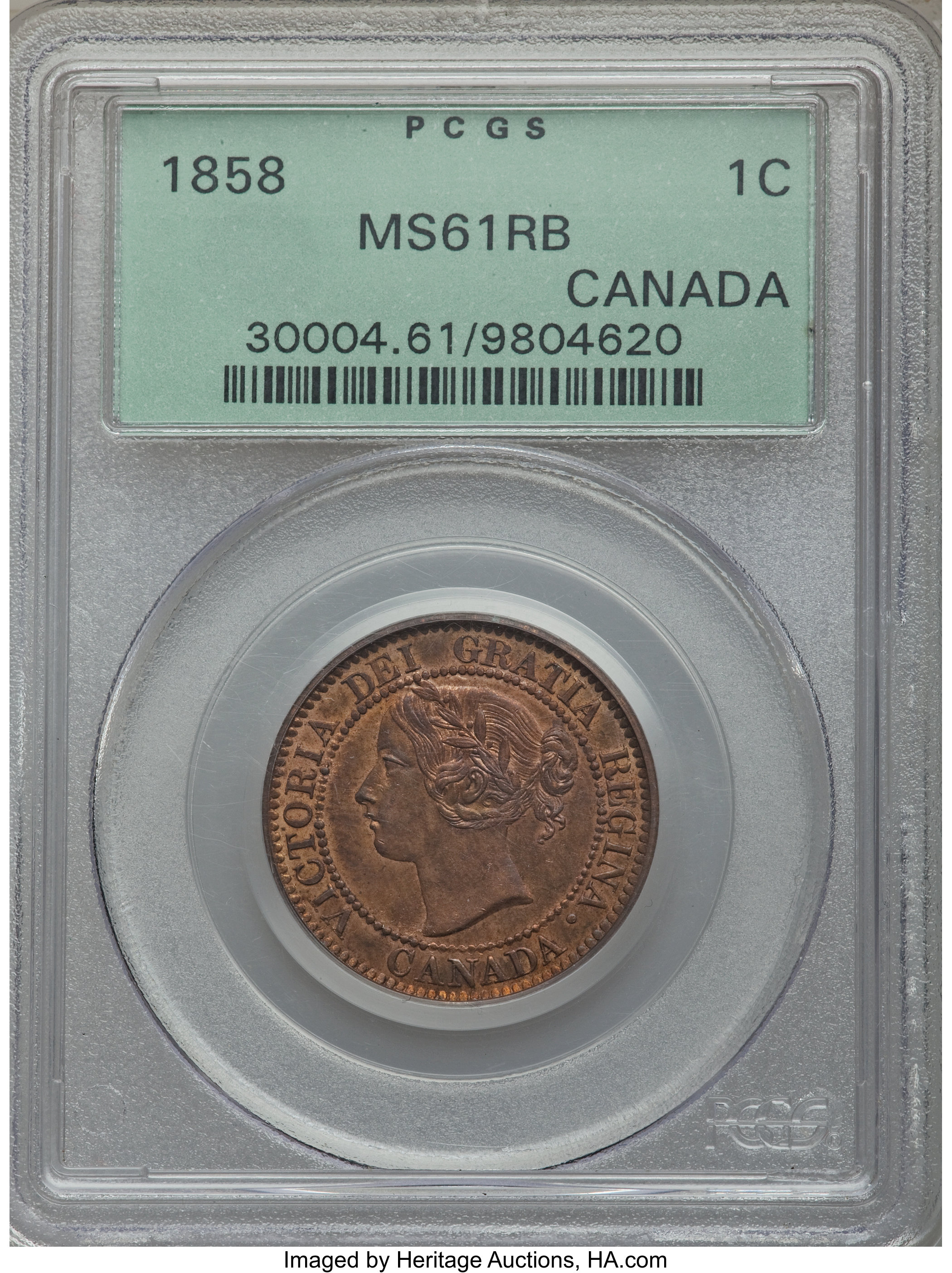 image for: Victoria Cent 1858 MS61 Red and Brown PCGS