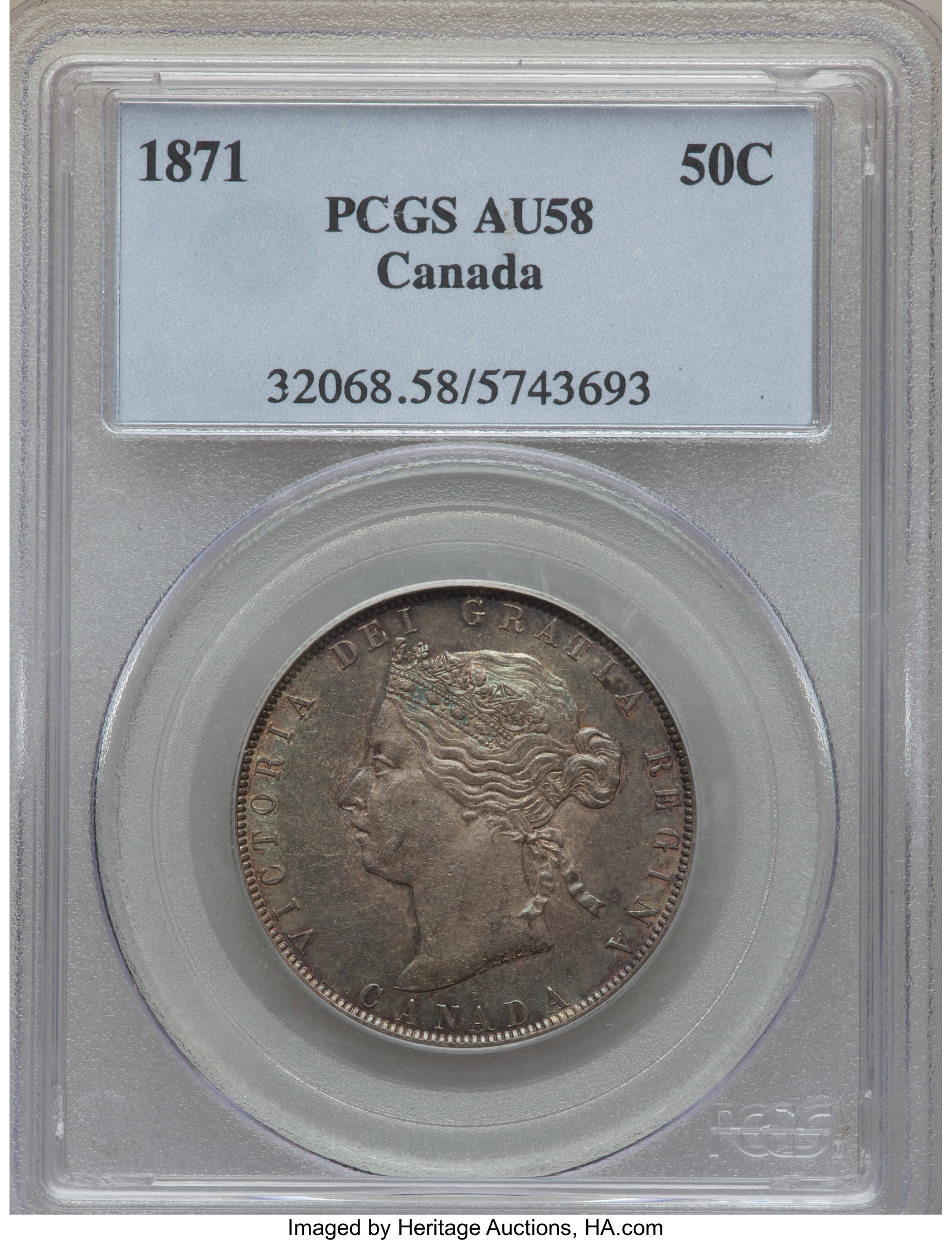 image for: Victoria 50 Cents 1871 AU58 PCGS