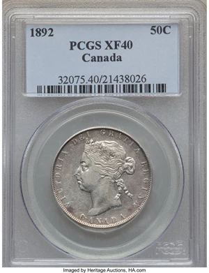 image for: Victoria 50 Cents 1892 XF40 PCGS