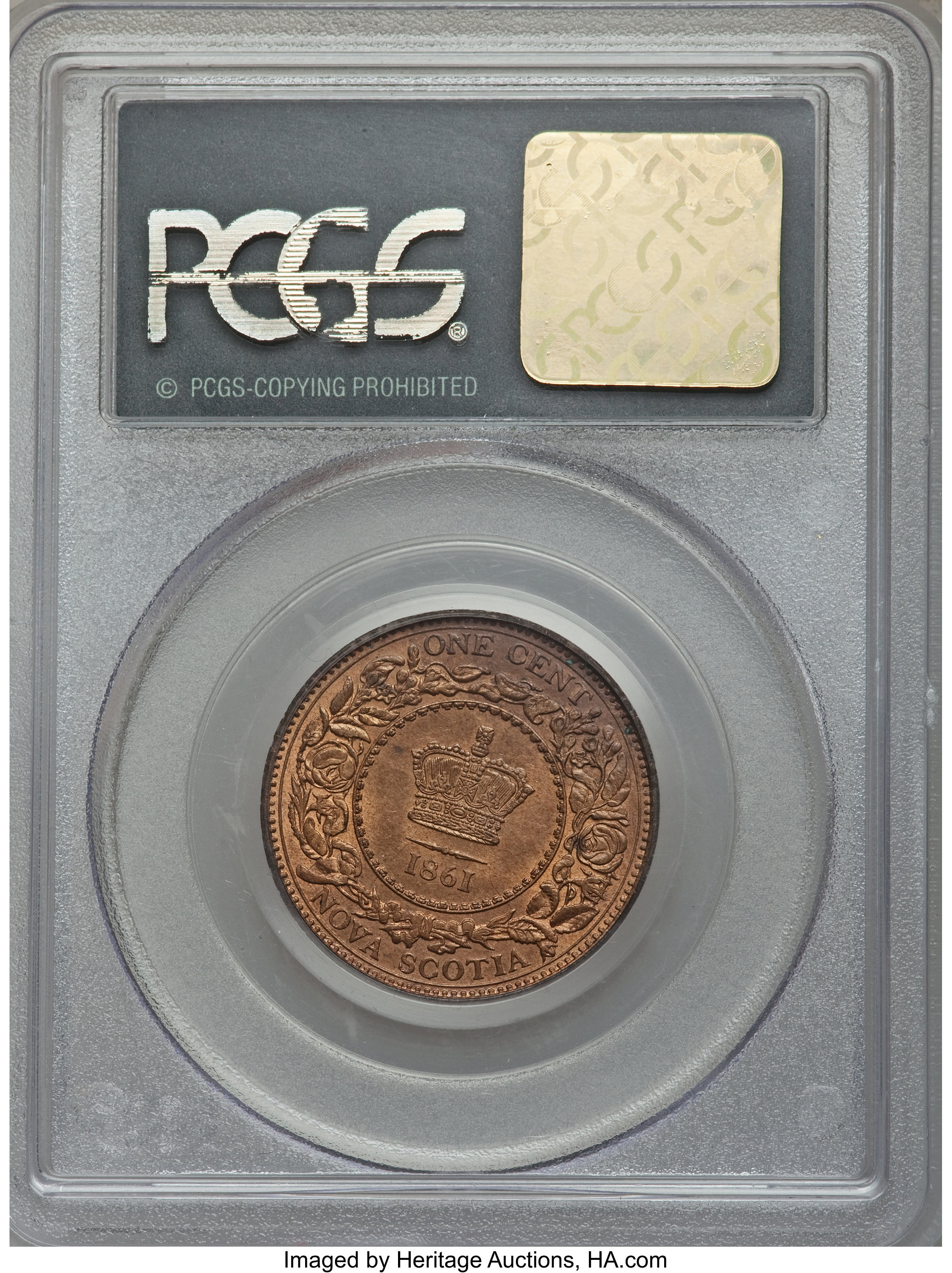 image for: Nova Scotia. Victoria "Large Rose Bud" Cent 1861 MS64 Red and Brown PCGS