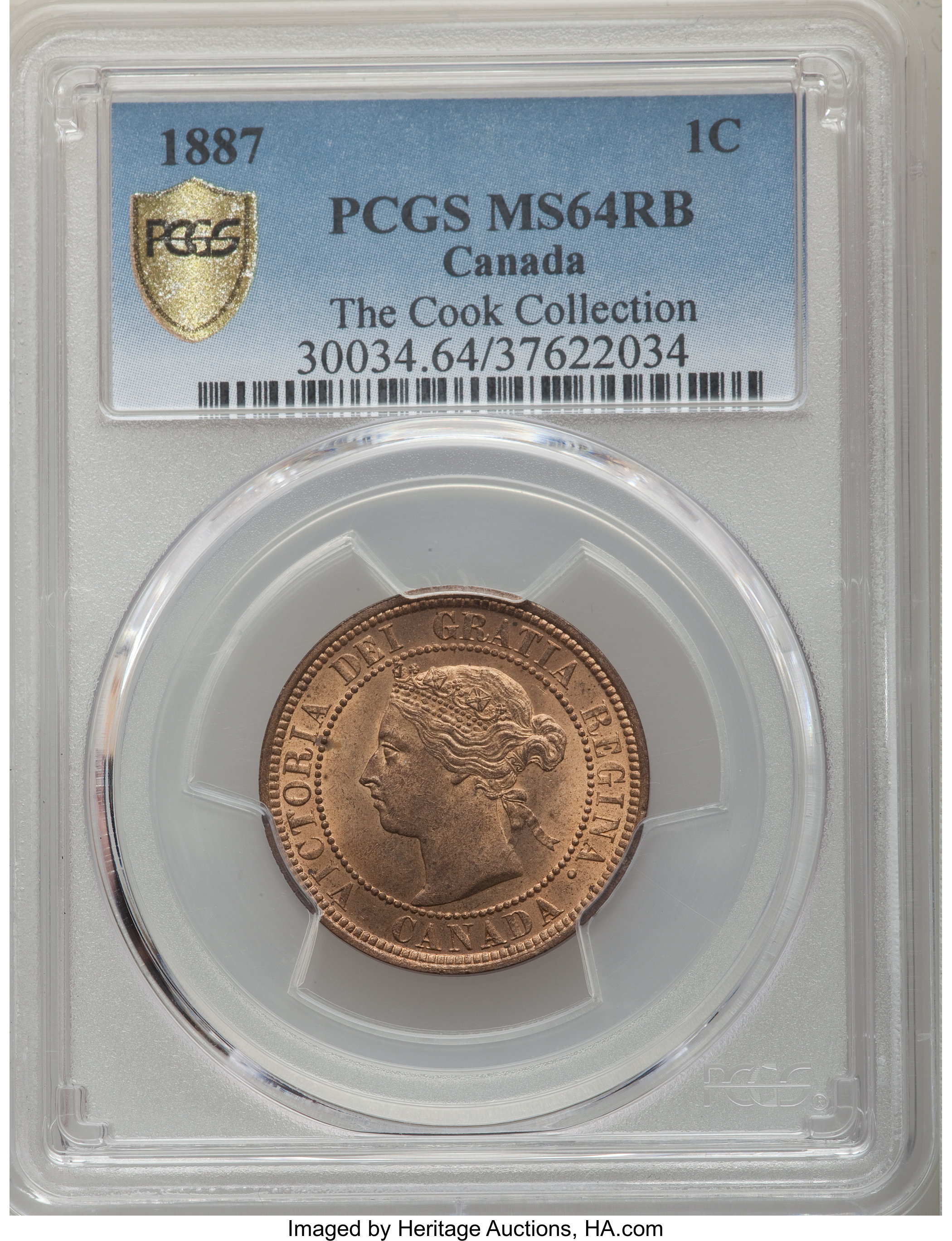 image for: Victoria Cent 1887 MS64 Red and Brown PCGS