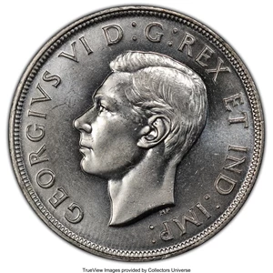 image for: George VI "Blunt 7" Dollar 1947 MS63 PCGS