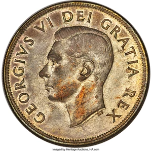 image for: George VI "Arnprior" Dollar 1950 UNC Details (Environmental Damage) PCGS