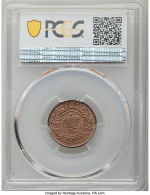 image for: Nova Scotia. Victoria 1/2 Cent 1864 MS64 Red and Brown PCGS