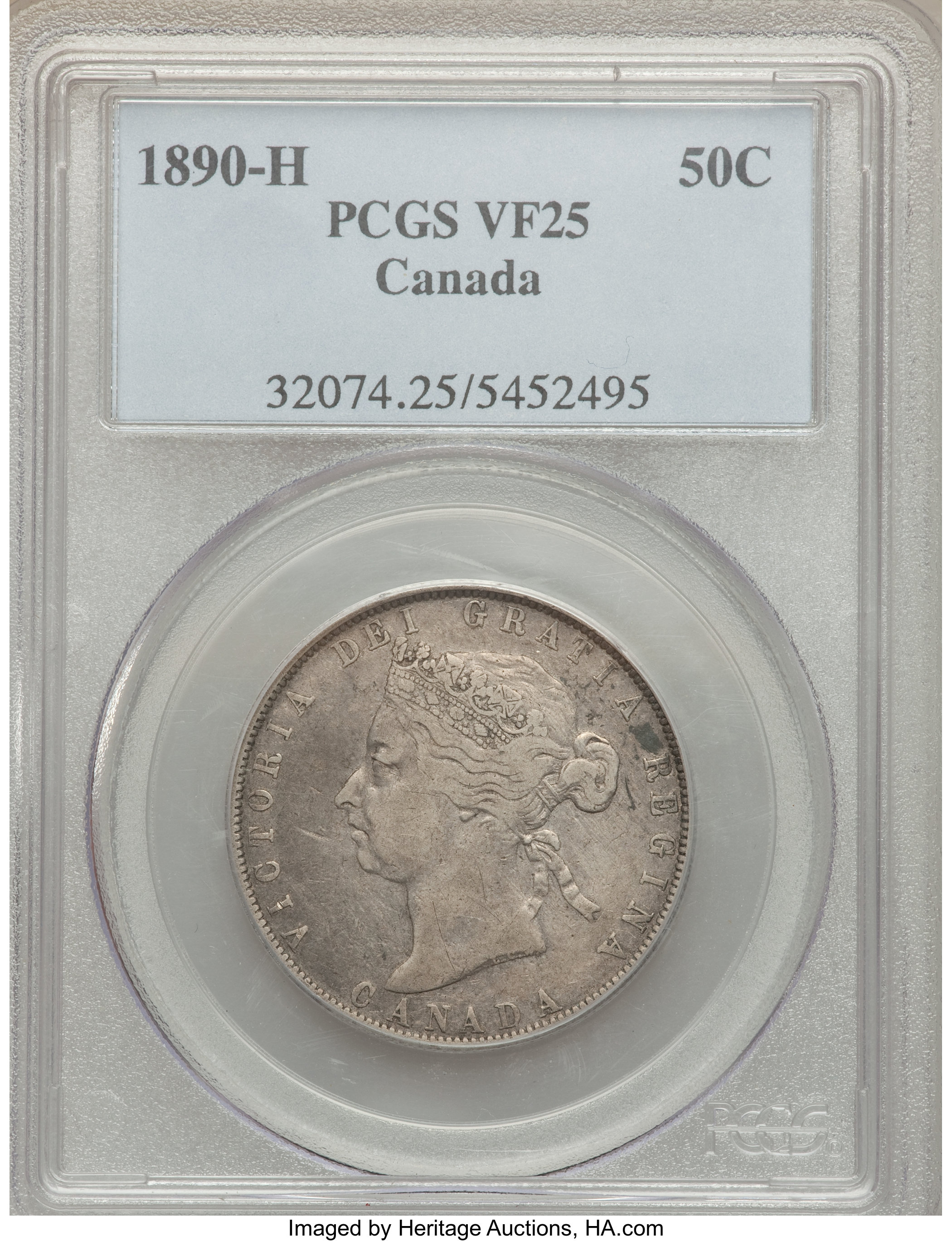 image for: Victoria 50 Cents 1890-H VF25 PCGS