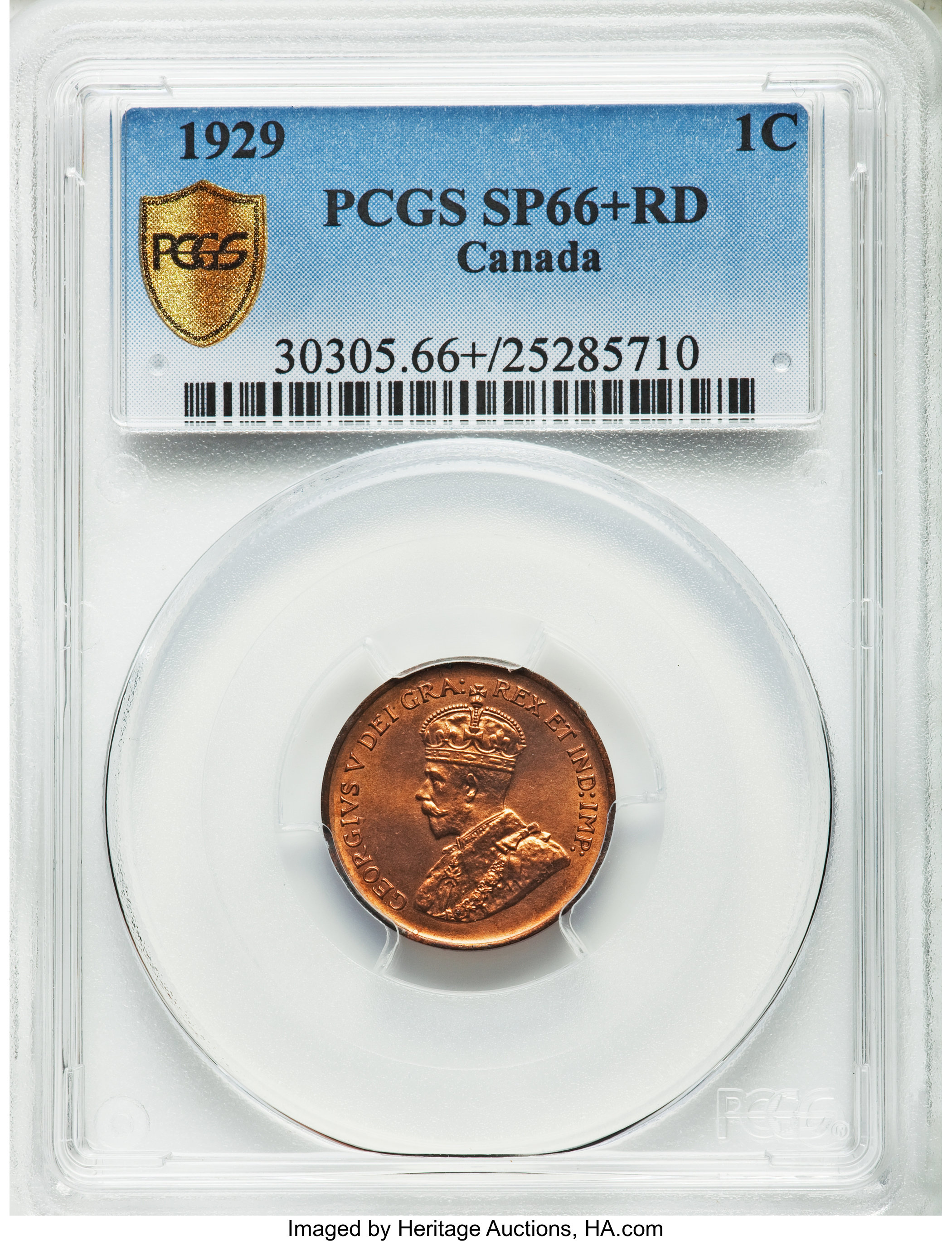 image for: George V Specimen 1 Cent 1929 SP66+ Red PCGS