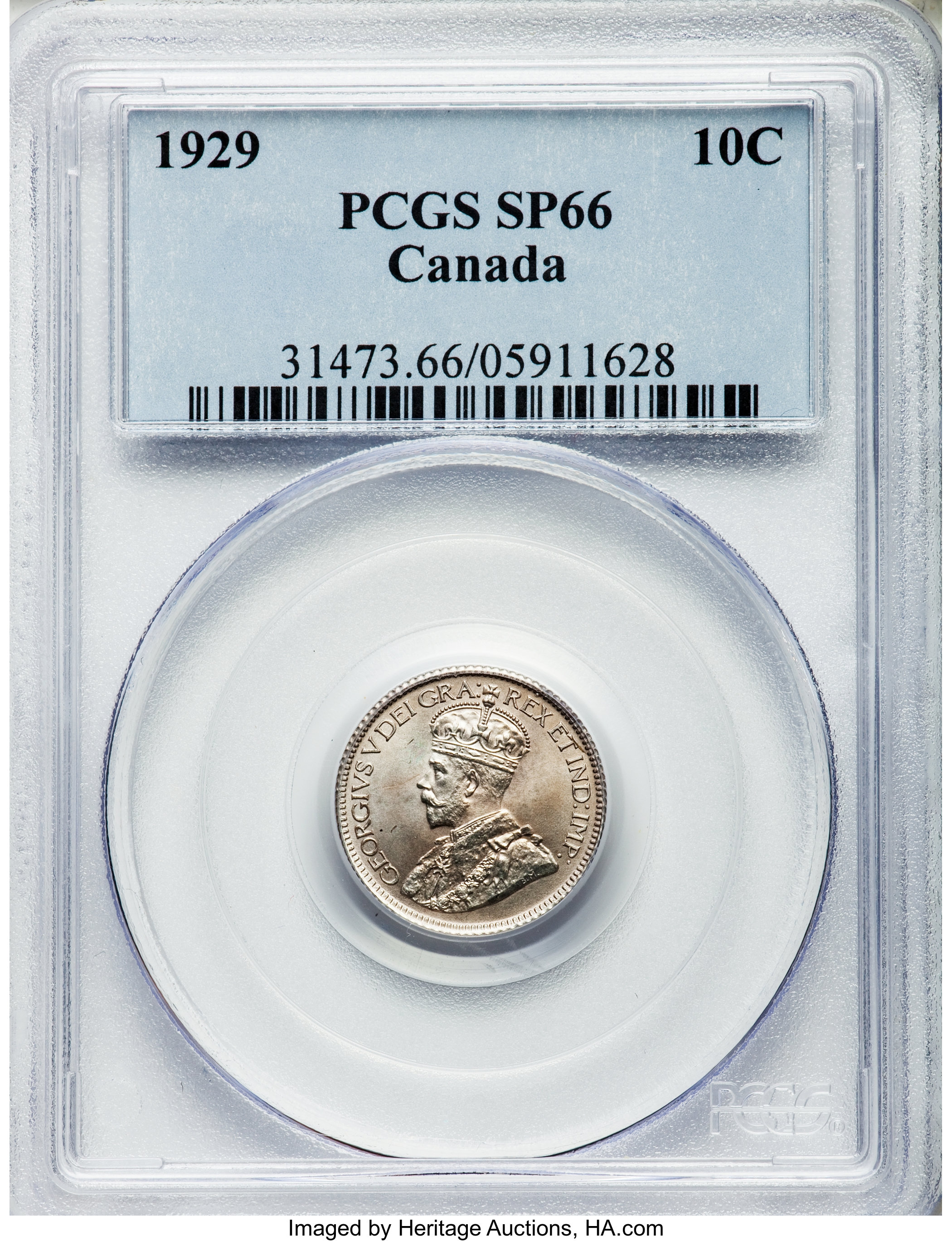 image for: George V Specimen 10 Cents 1929 SP66 PCGS