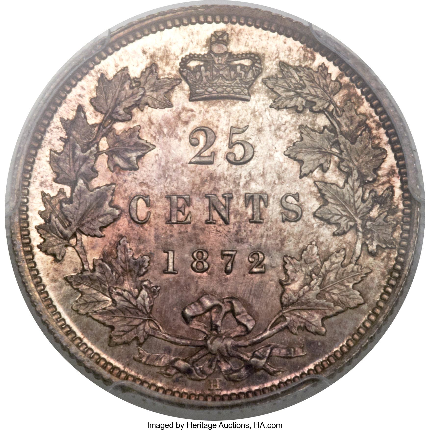 image for: Victoria Specimen 25 Cents 1872-H SP65+ PCGS
