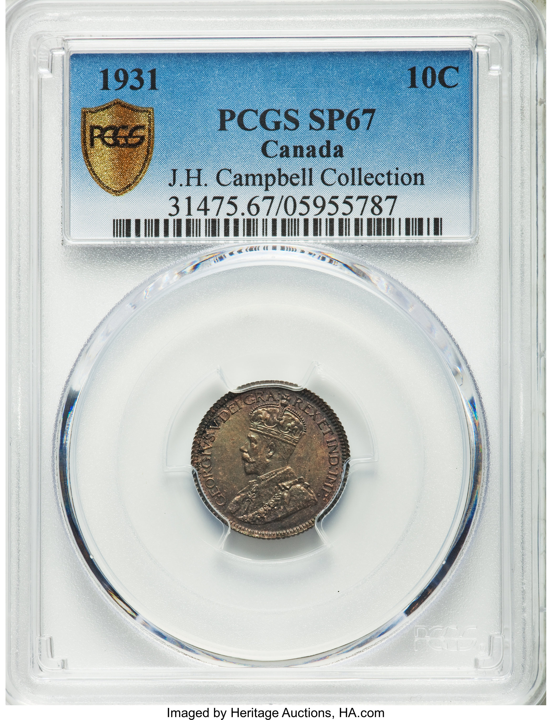 image for: George V Specimen 10 Cents 1931 SP67 PCGS