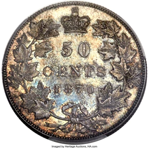 image for: Victoria 50 Cents 1870-LCW MS65 PCGS
