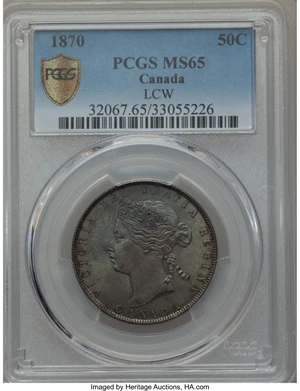 image for: Victoria 50 Cents 1870-LCW MS65 PCGS