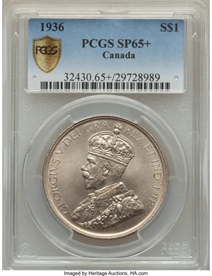 image for: George V Specimen Dollar 1936 SP65+ PCGS