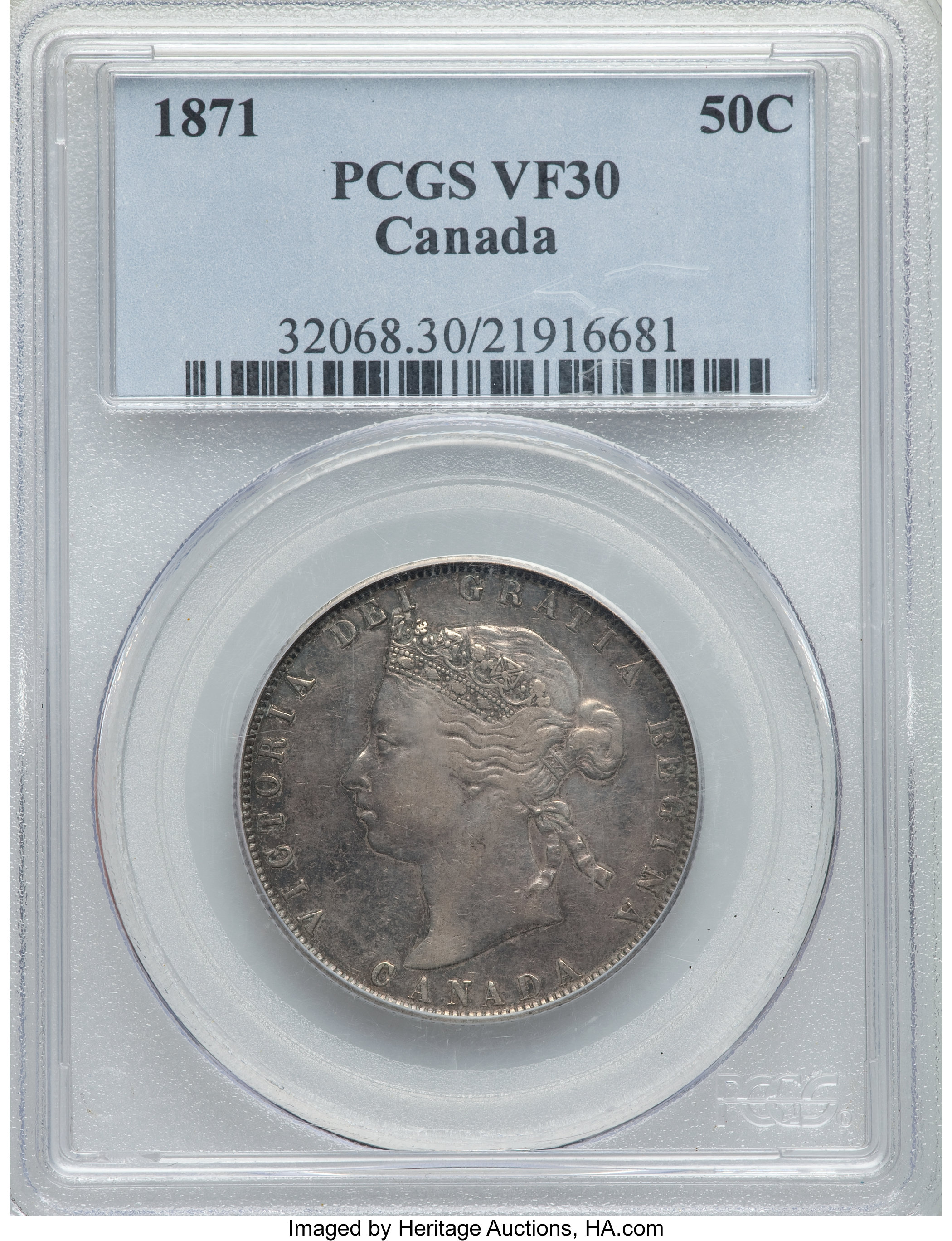 image for: Victoria 50 Cents 1871 VF30 PCGS