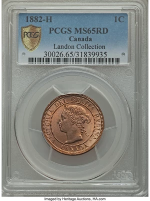 image for: Victoria Cent 1882-H MS65 Red PCGS