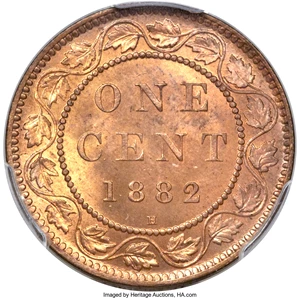image for: Victoria Cent 1882-H MS65 Red PCGS