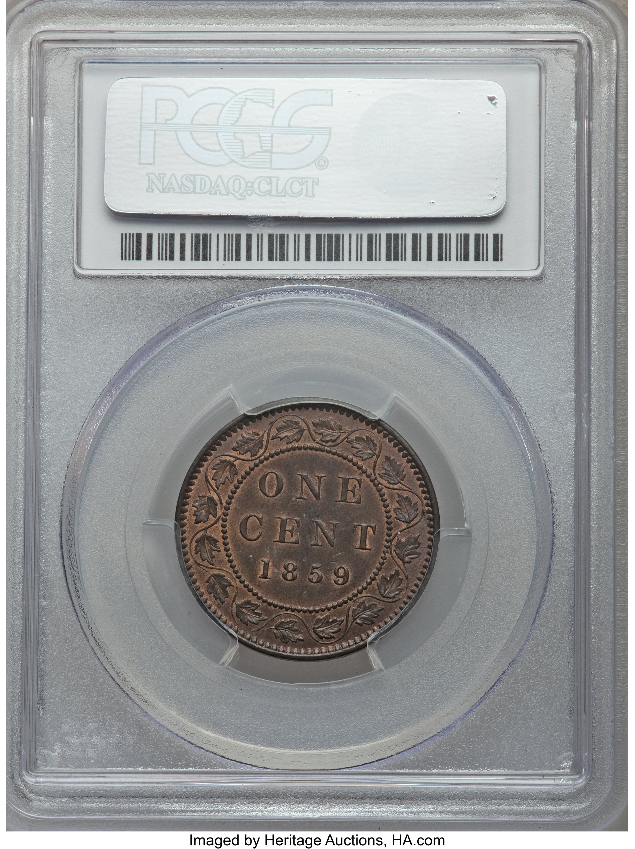 貨幣 1859 Canada Large Cent ICCS MS62 RB SOLD Canada 1859 DP N9 #4 1 Large Cent Coin - ICCS MS-62 RB