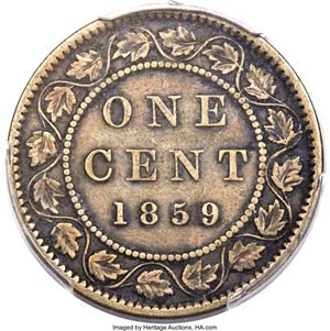 image for: Victoria brass "Narrow 9" Cent 1859 VF20 PCGS