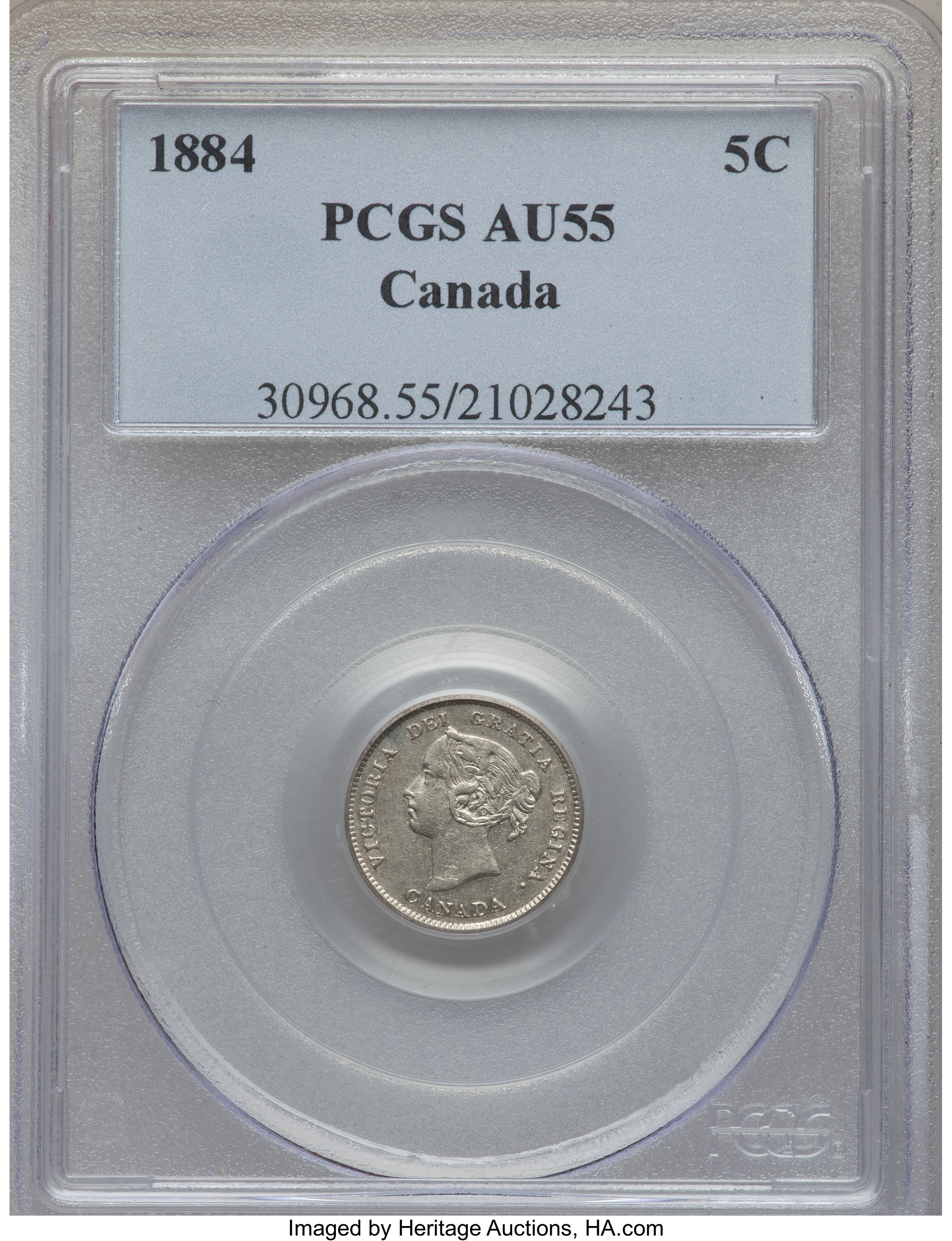 image for: Victoria "Far 4" 5 Cents 1884 AU55 PCGS