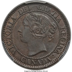 image for: Victoria Cent "Repunched 9" 1859/8 AU58 PCGS