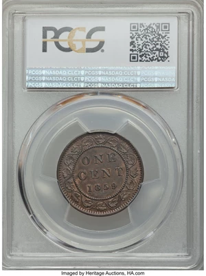 image for: Victoria Cent "Repunched 9" 1859/8 AU58 PCGS
