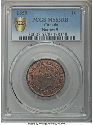 image for: Victoria Cent MS63 Red and Brown PCGS