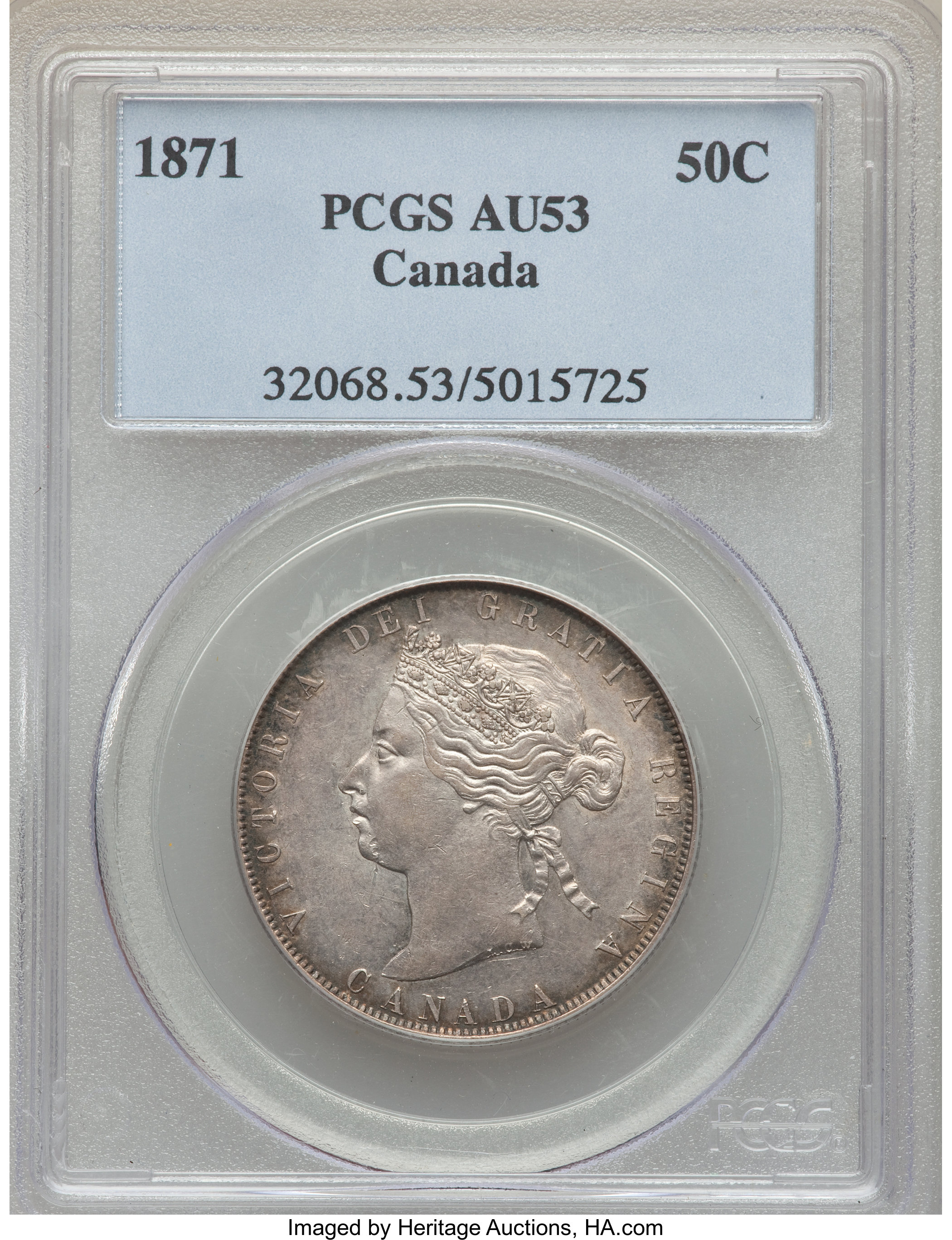 image for: Victoria 50 Cents 1871 AU53 PCGS