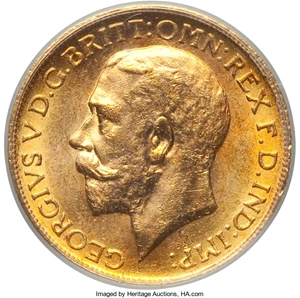 image for: George V gold Sovereign 1914-C MS62 PCGS