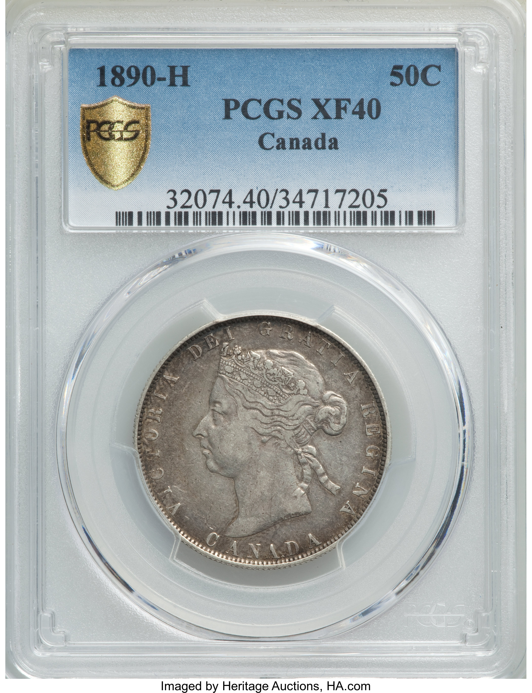 image for: Victoria 50 Cents 1890-H XF40 PCGS
