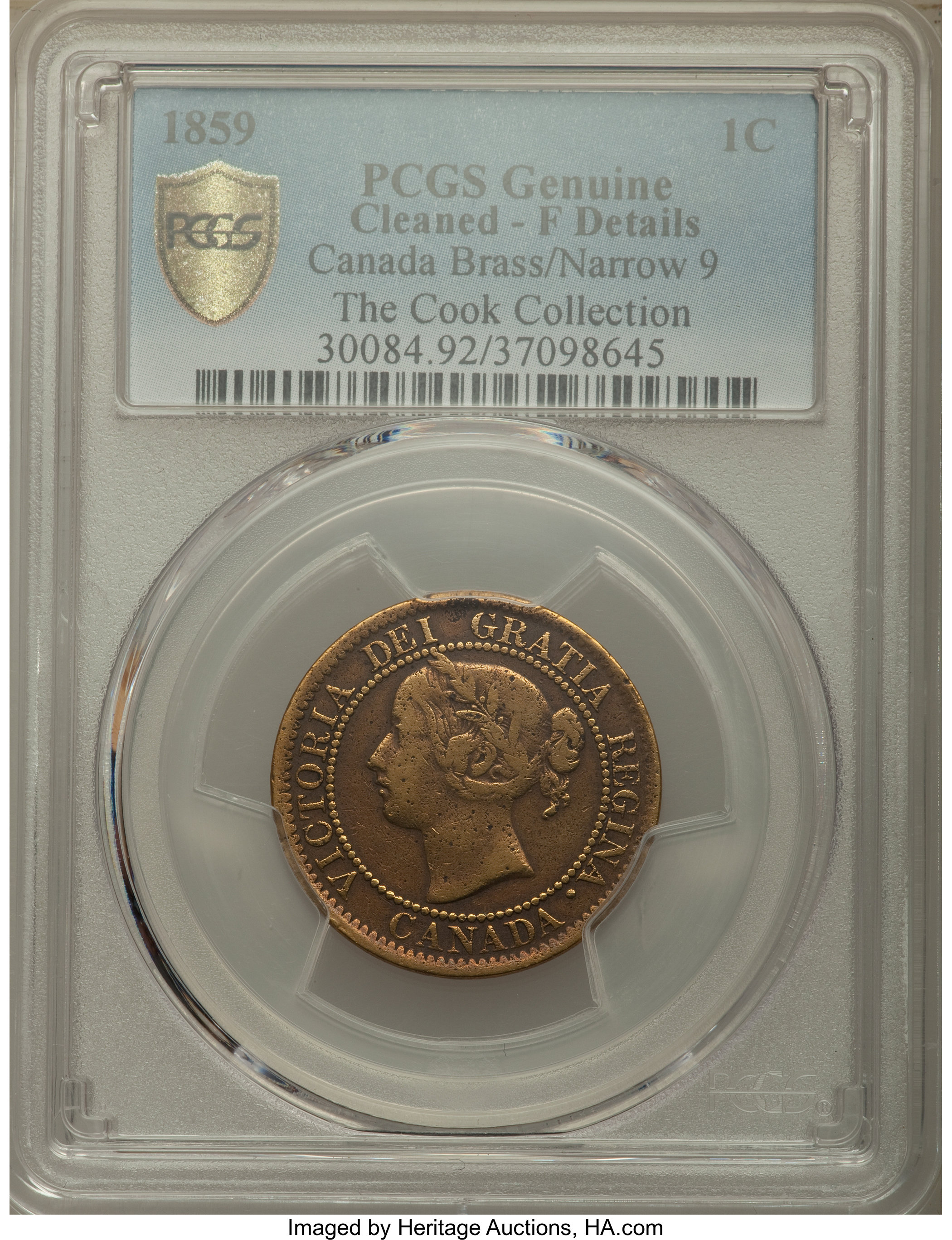 1859 1c Province of Canada, Narrow 9, Brass G4 thumbnail 2