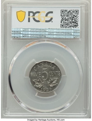 image for: George V Specimen "Near 6" 5 Cents 1926 SP67 PCGS