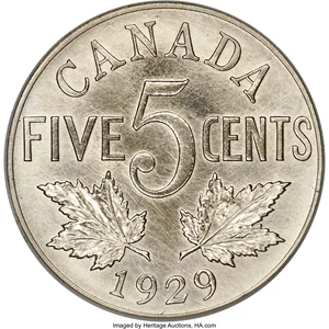 image for: George V Specimen 5 Cents 1929 SP65 PCGS