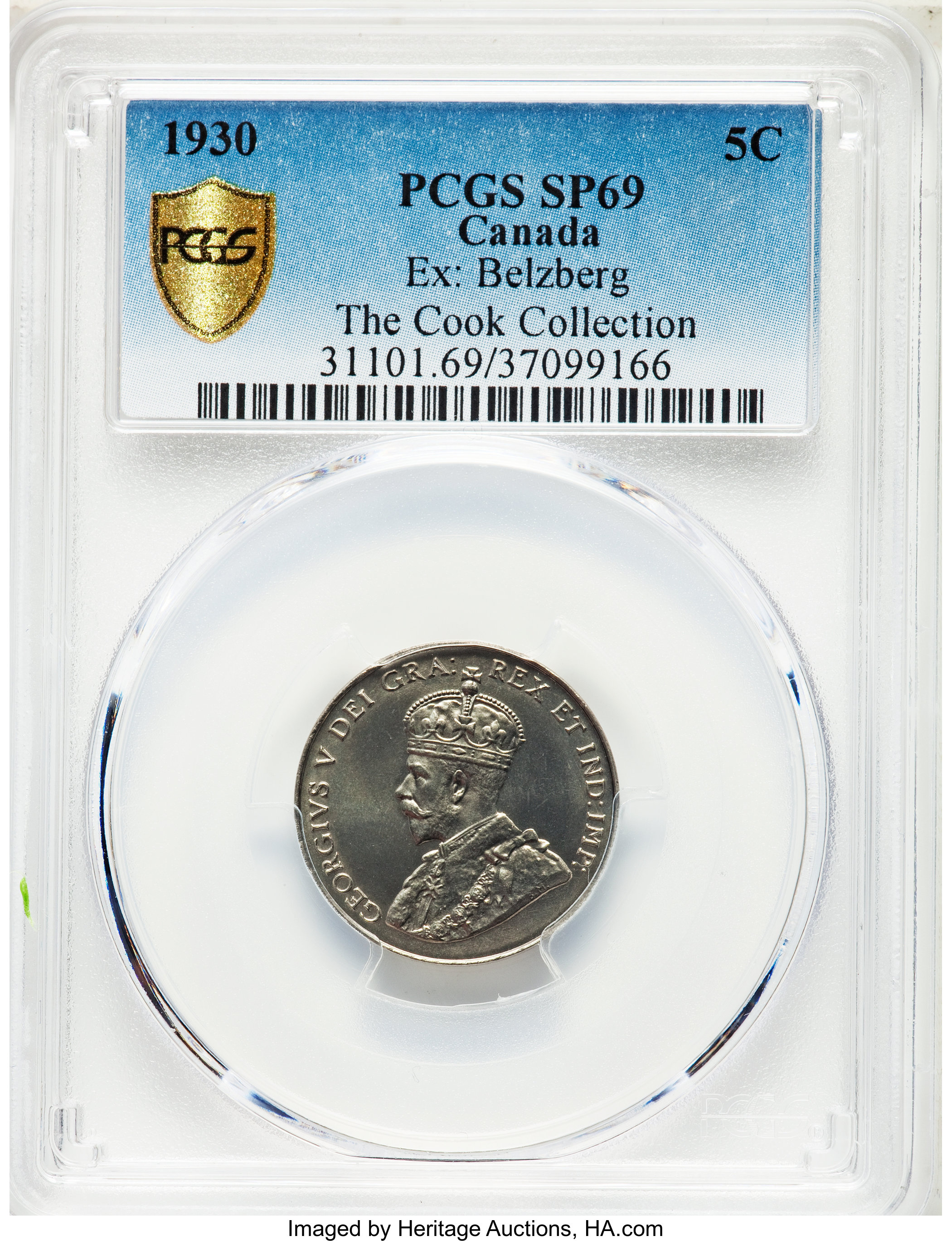 image for: George V Specimen 5 Cents 1930 SP69 PCGS